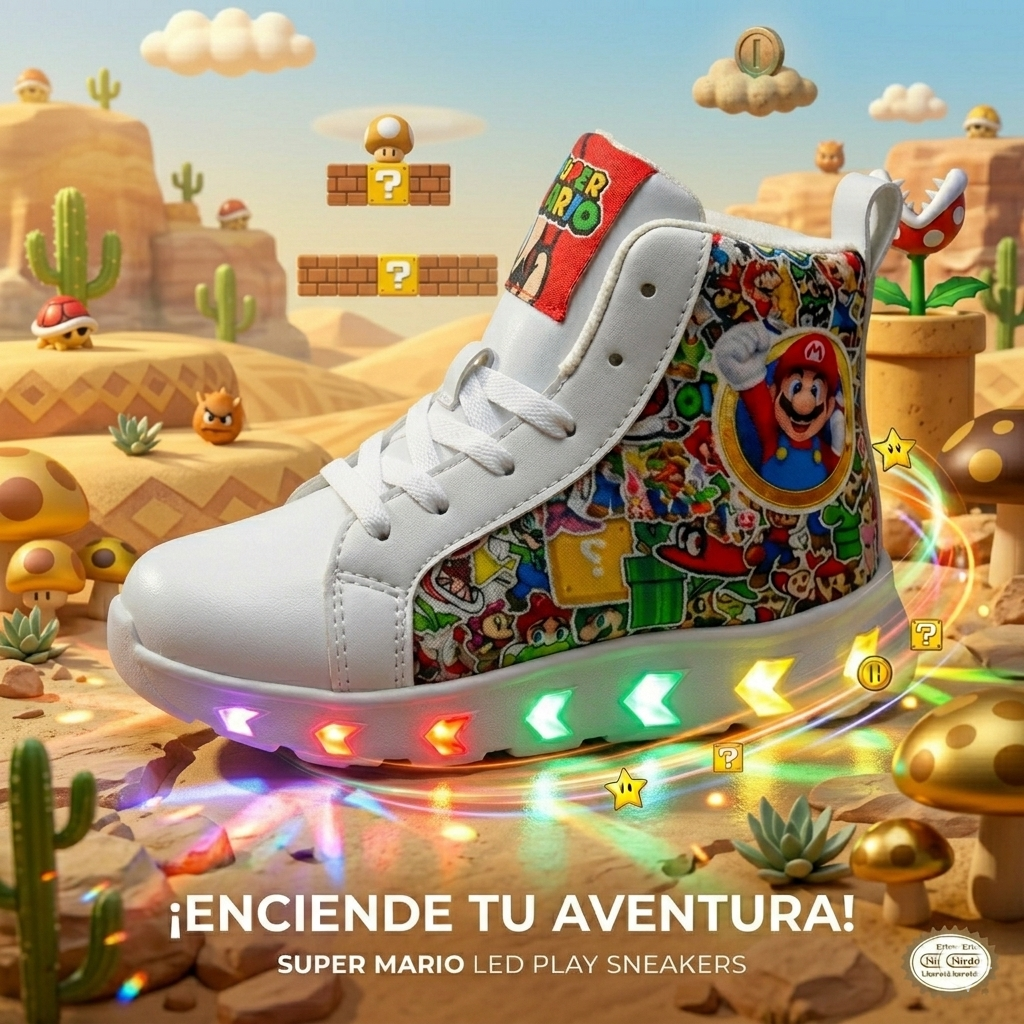 Tenis Botita Luces LED 18/21 Mario Bros • Envio Gratis
