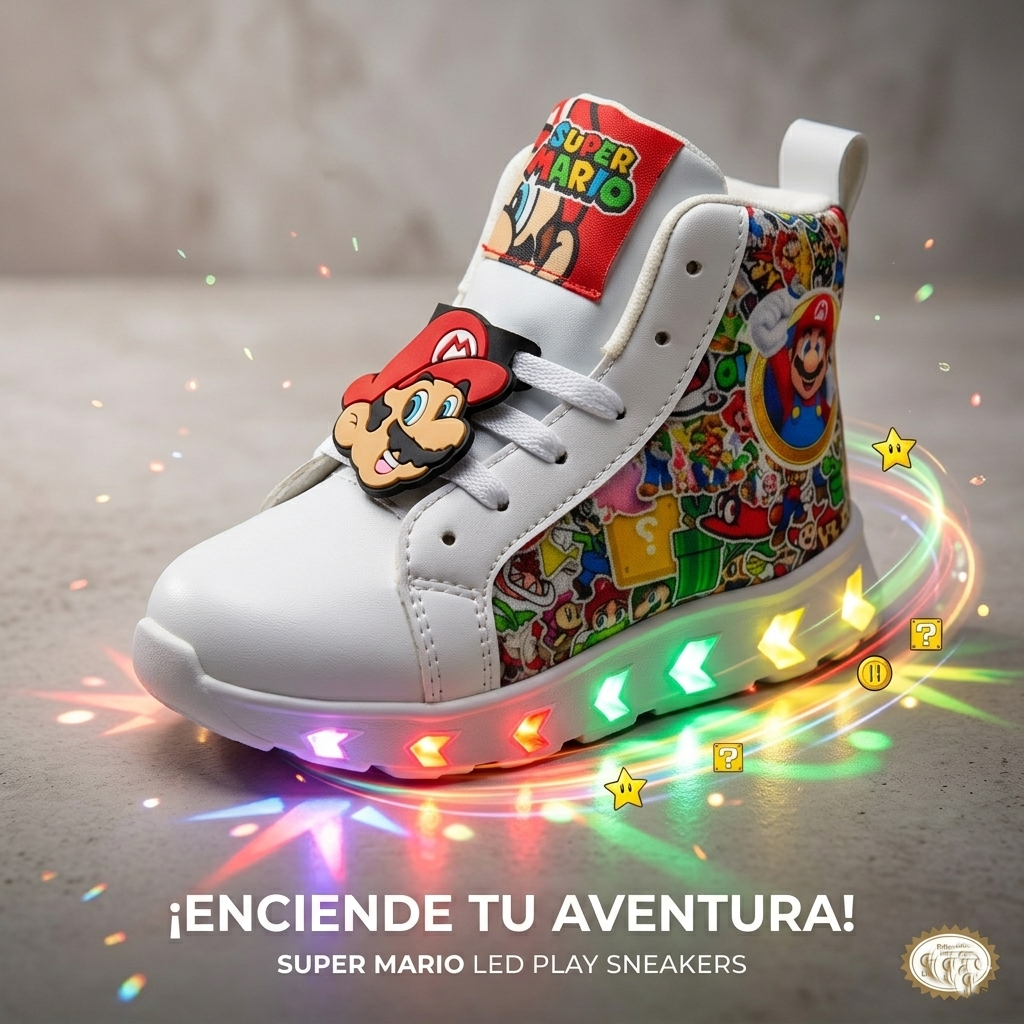 Tenis Botita Luces LED 18/21 Mario Bros • Envio Gratis