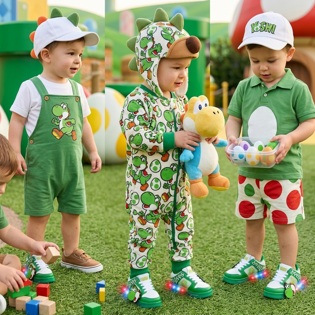 Tenis Luces Led Mario Bros Dunk 15/17 con Llavero de Regalo de Yoshi (Clon Nacional) • Envio Gratis