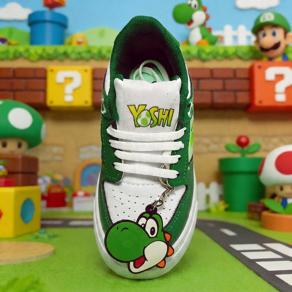 Tenis Luces Led Mario Bros Dunk 15/17 con Llavero de Regalo de Yoshi (Clon Nacional) • Envio Gratis