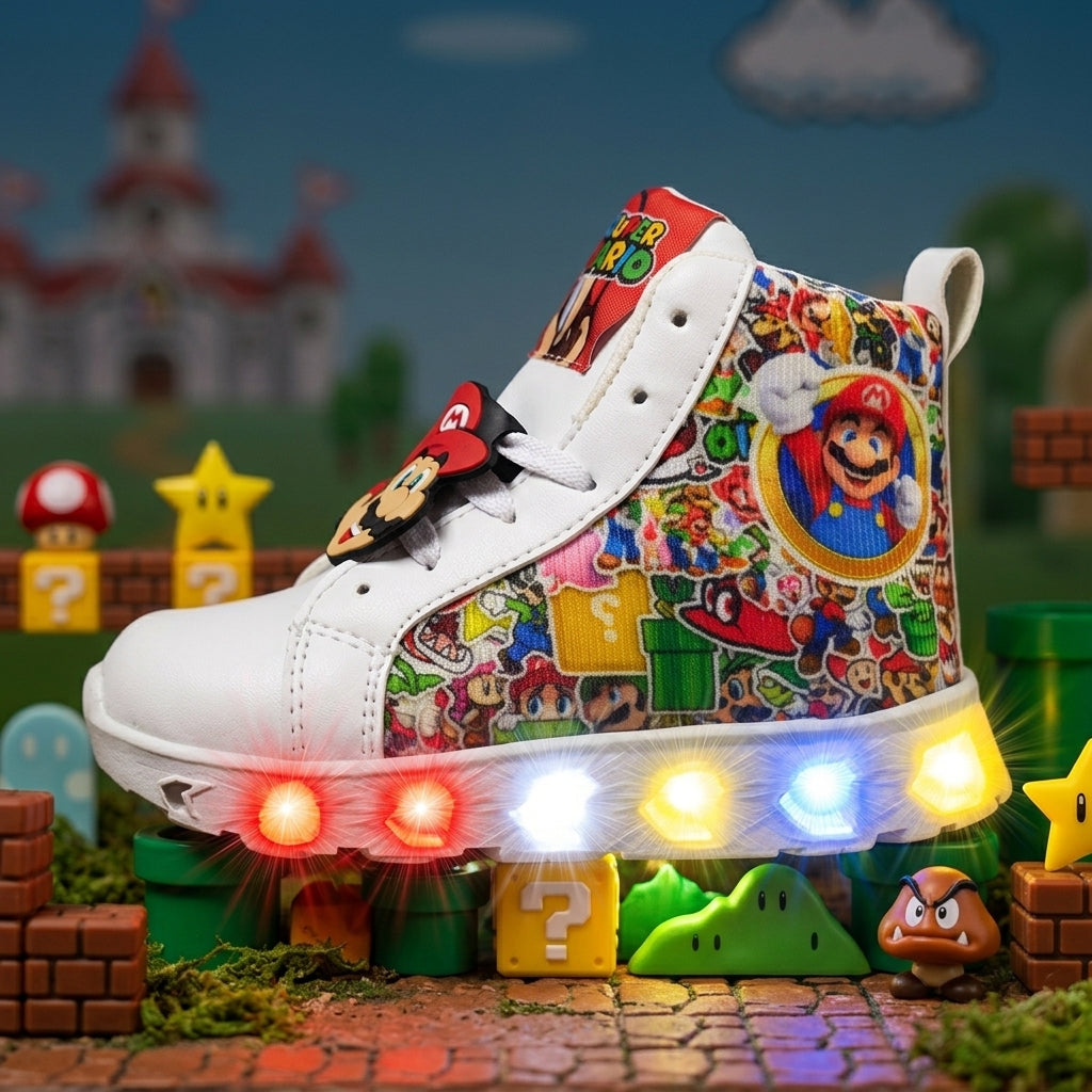 Tenis Botita Luces LED 18/21 Mario Bros • Envio Gratis